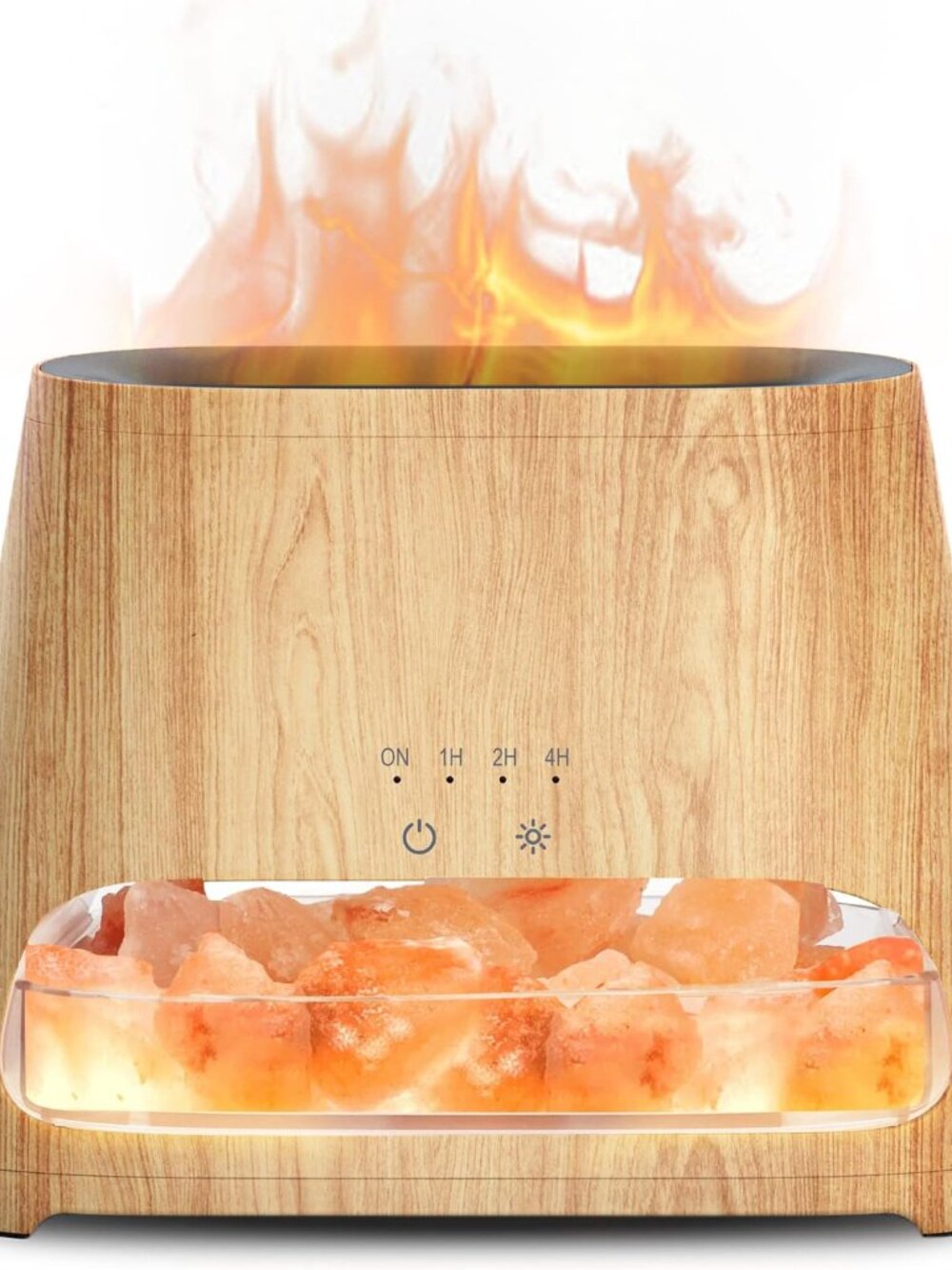 Luxury 2-in-1 Himalayan Salt Lamp & Essential Oil Diffuser with Simulated Flame